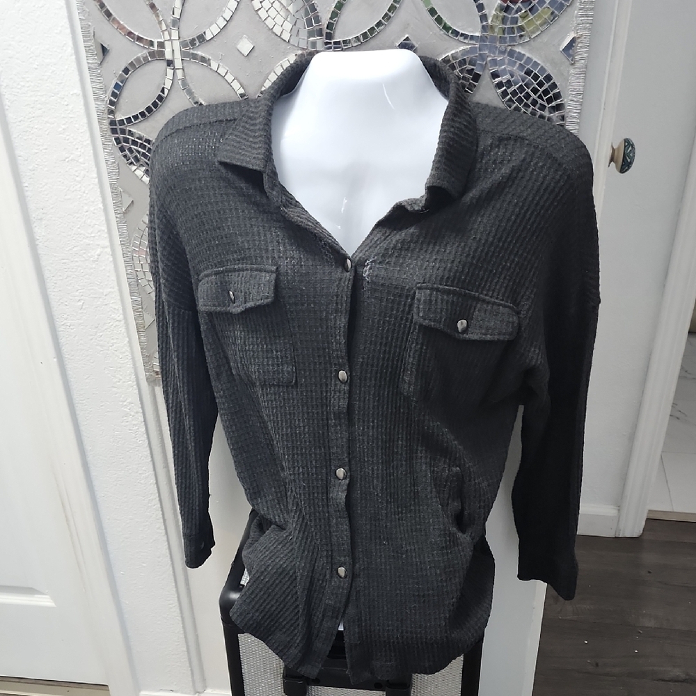 Black Button-Up Women's Top